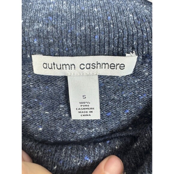Autumn Cashmere Blue Speckled Mock Neck Sweater Small 100% Cashmere - Picture 4 of 6